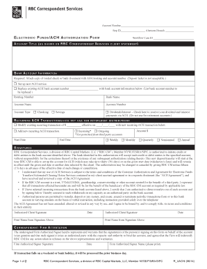 Electronic Funds ACH Authorization Form