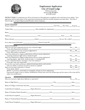 City of Grand Ledge Employment Application
