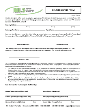 Delayed Listing Form