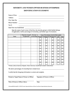 Minority and Women-Owned Business Enterprise Identification Statement