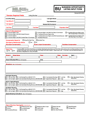 Business Opportunity Listing Input Form