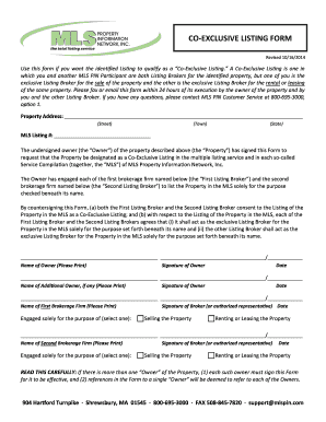Co-Exclusive Listing Form
