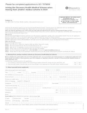 Discovery Health Medical Scheme Application Form