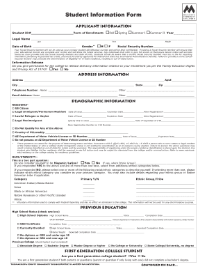 Student Information Form