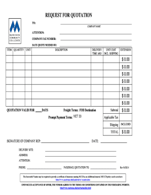 Request for Quotation Form