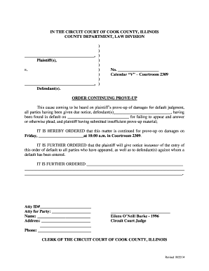 Order Continuing Prove-Up