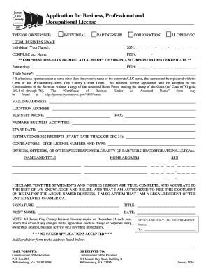 Virginia Business License Application