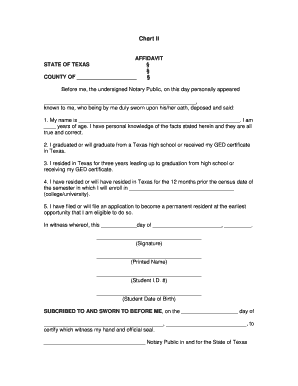 Texas Residency Affidavit for College Admission