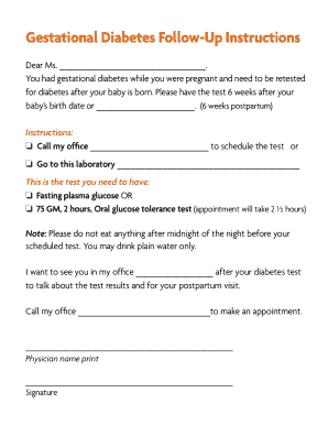 Gestational Diabetes Follow-Up Instructions