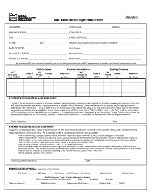 Dual Enrollment Registration Form