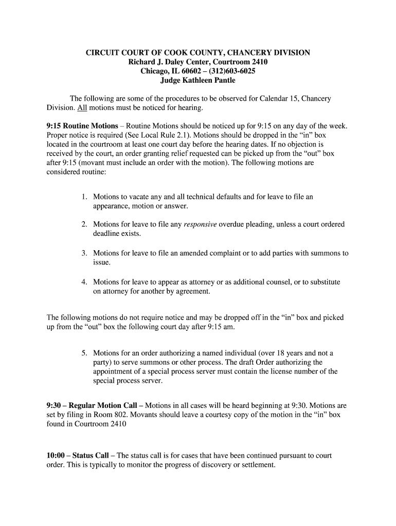 Fillable Online CIRCUIT COURT OF COOK COUNTY, CHANCERY DIVISION Fax ...