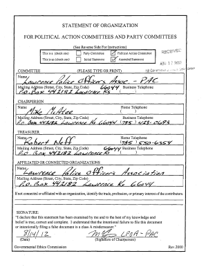 Statement of Organization for Political Committees
