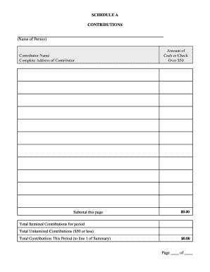 Schedule A Contributions Form