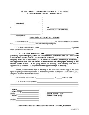 Attorney Withdrawal Order