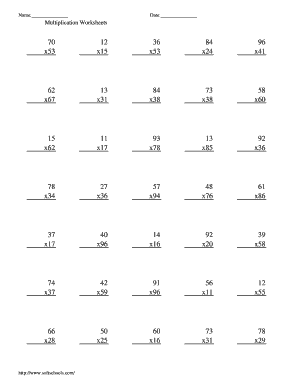 Multiplication Worksheets
