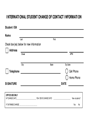 International Student Contact Information Change Form