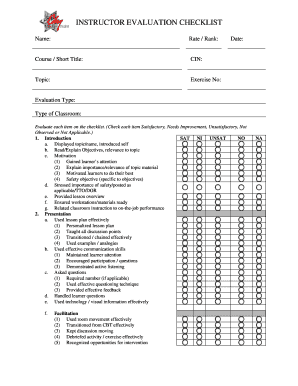 Instructor Evaluation Checklist