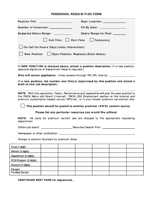 Personnel Requisition Form