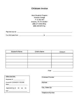 Childcare Invoice