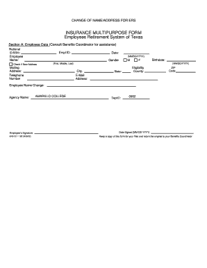 Change of Name/Address for ERS Insurance
