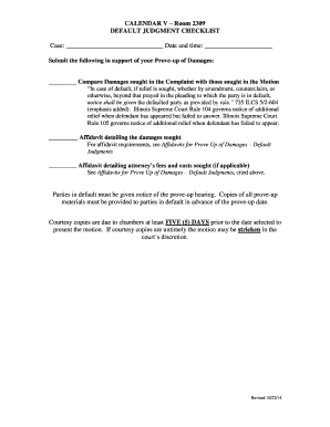 CALENDAR V Room 2309 DEFAULT JUDGMENT CHECKLIST - cookcountycourt