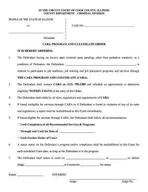 Court Order for CARA Program Participation