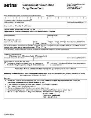 Aetna Pharmacy Drug Claim Form