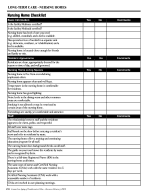 Nursing Home Checklist