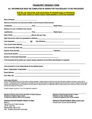 Transcript Request Form