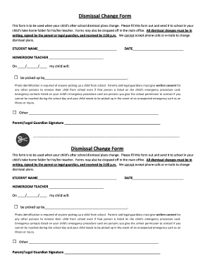 Dismissal Change Form