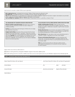 Transfer on Death Account Registration Form