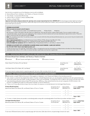Mutual Fund Account Application
