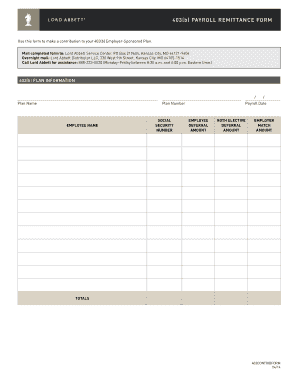 403(b) Payroll Remittance Form