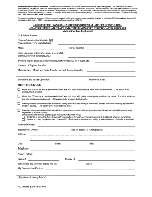 Affidavit of Ownership for Experimental Aircraft