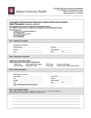 IU Health Pharmacy Reimbursement Request