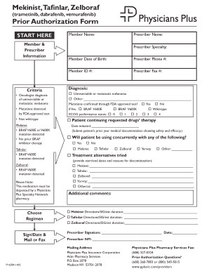 Mekinist Tafinlar Zelboraf Prior Authorization Form
