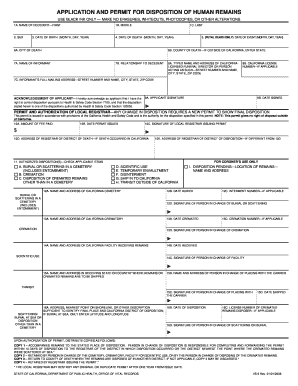 California Human Remains Disposition Permit