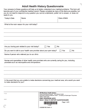Adult Health History Questionnaire