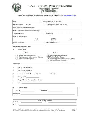 California Death Record Transaction Request