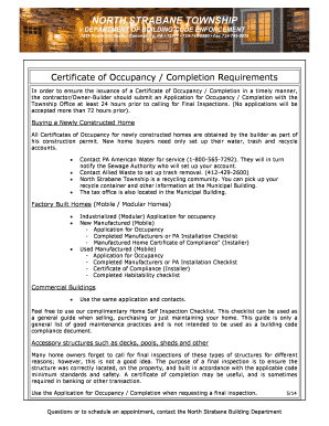 Certificate of Occupancy Application