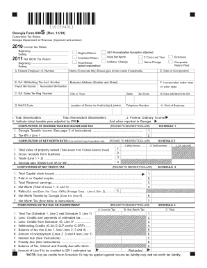 Georgia Form 600S Corporation Tax Return