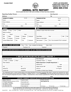 California Animal Bite Report