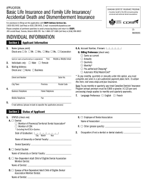 Canadian Dentists' Insurance Program Application