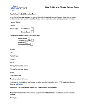 New Public and Charter School Form
