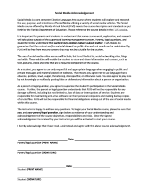 Social Media Course Acknowledgement Form