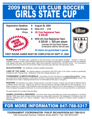 NISL Tournament Registration Form
