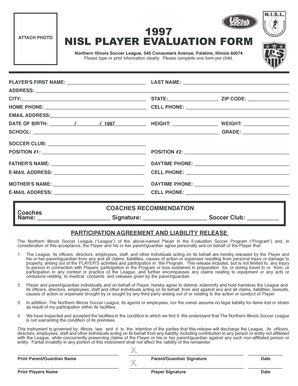 NISL Player Evaluation Form