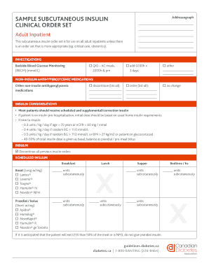 Adult Inpatient Subcutaneous Insulin Order Set