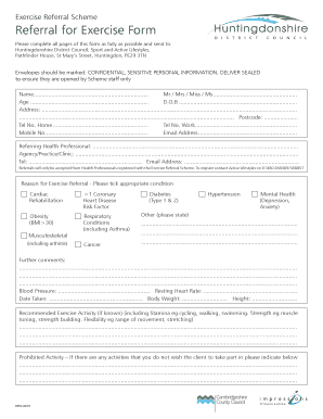 Exercise Referral Scheme Form