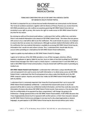 OSF Saint Paul Medical Center Patient Portal Terms and Conditions